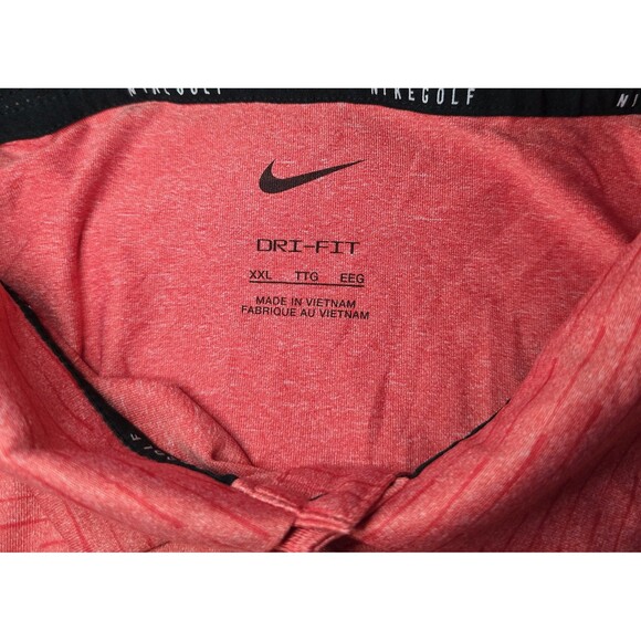 NIKE GOLF Polo Mens XXL Orange Striped Dri-Fit UV Short Sleeve Activewear - Picture 4 of 6